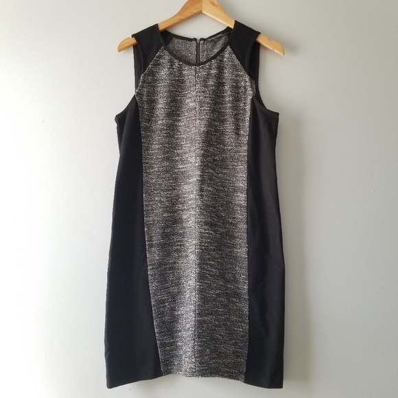 Eileen Fisher Tweed Panel Sheath Ponte Dress - Picture 1 of 8